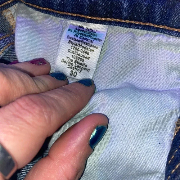 Current/Elliott The Stiletto Jeans in Denim Leopard Destroy Size 30 - Picture 12 of 15